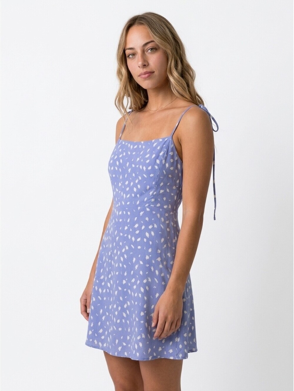 Lola Grace Purple Printed Mini Dress with Tie Straps